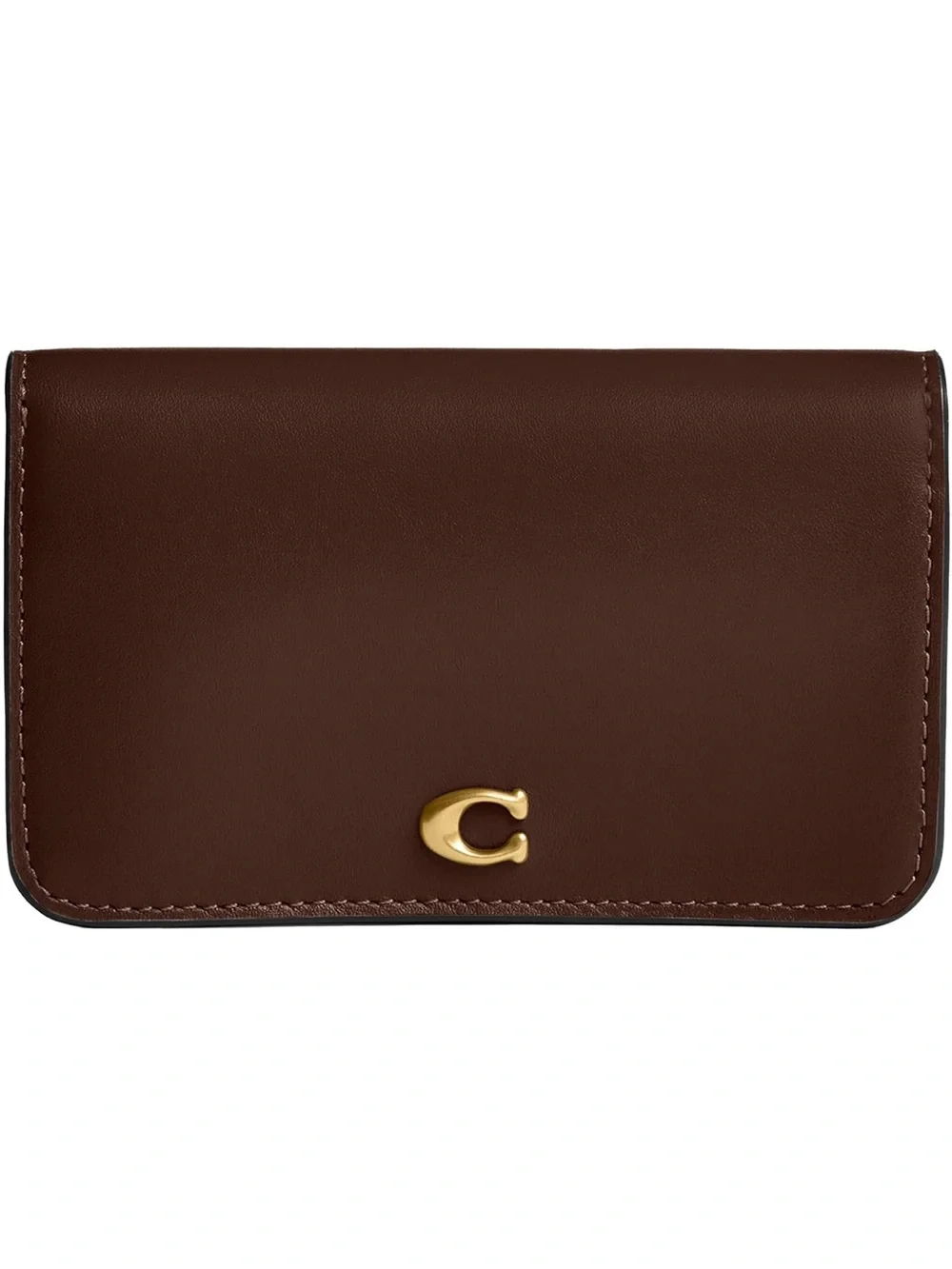 Coach Maple Leather Essential Slim Card Case Holder Wallet with Gold - New